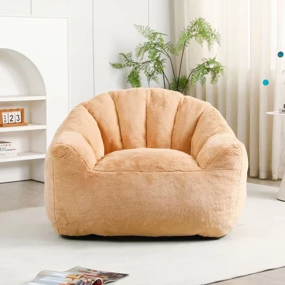 Bean Bag Chair Bean Bag Sofa Chair with Armrests Stuffed High-Density Memory Foam Lazy Sofa Comfy Chairs BeanBag Chair for Living Room Bedroom brown