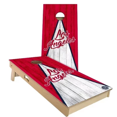 Набор досок для бейсбола LA Triangle Baseball Cornhole Board | Включает в себя (2) доски, (8) сумки и дополнительные аксессуары, а также чехол и подсветку
