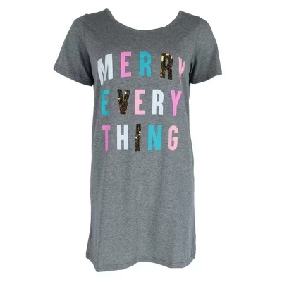 Женская ночная рубашка Merry Everything с коротким рукавом серого цвета