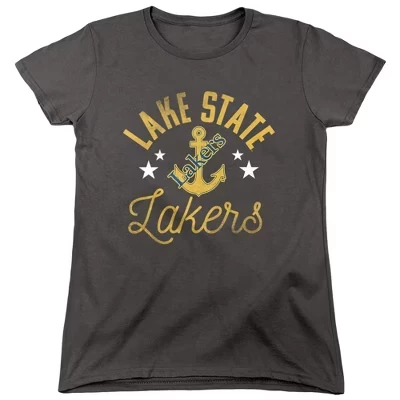 Женская футболка Lake Superior State University Lakers цвета древесного угля