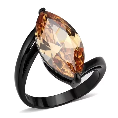 Женское черное кольцо Marquise из нержавеющей стали с фианитами цвета шампанского, модное кольцо, Размеры 5-10