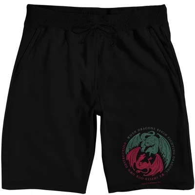 House Of the Dragon Dragons Circle Взрослые черные пижамные шорты для сна черные