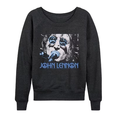 Women's -  - Jl Close Up Lightweight French Terry Wide Neck Long Sleeve Graphic Shirt heather charcoal