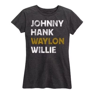 Женская футболка с коротким рукавом Johnny Hank Waylon Willie с графическим рисунком heather charcoal