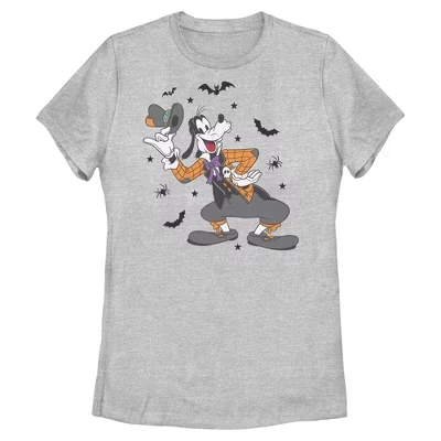 Женская футболка с надписью Mickey & Friends Halloween Goofy с летучими мышами и пауками, спортивная футболка heather
