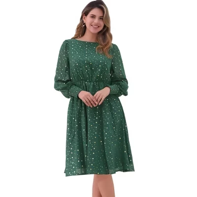 Женское платье INSPIRE CHIC миди со звездами, зеленое