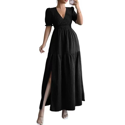 Женское платье Yesfashion миди с разрезом, черное