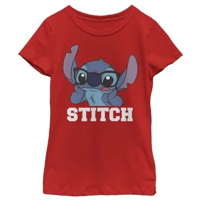 Футболка для девочек Lilo & Stitch «Очки», красная