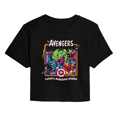 Женская укороченная футболка Avengers, чёрная