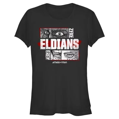 Женская футболка Eldians Zeke и Eren для юниоров черная