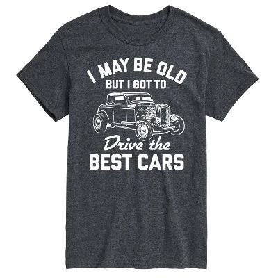 Мужская футболка с коротким рукавом I May Be Old Drive Best Cars с графическим рисунком heather charcoal