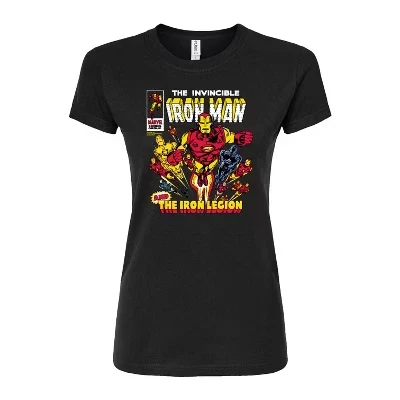 Women's -  - Iron Man Comic Book Cover Fitted Graphic T-Shirt black