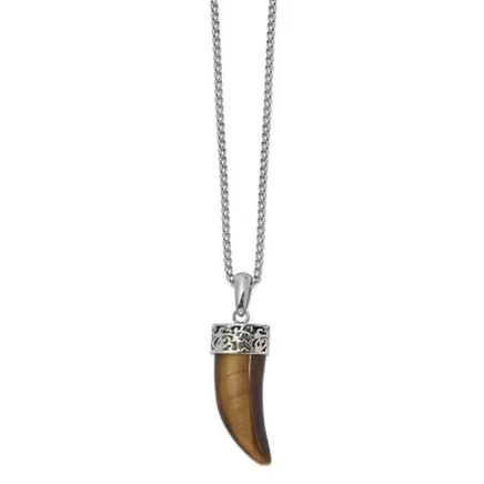 Мужское ожерелье Black Bow Jewelry Co. с объёмным кулоном‑когтем и тигровым глазом, 24″