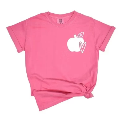 Женская мини-футболка с коротким рукавом Apple Heart, окрашенная в цвет crunchberry
