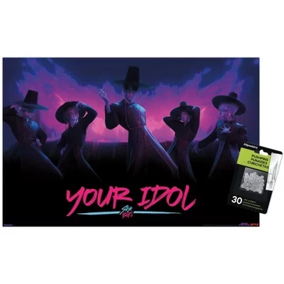 Netflix KPop Охотники на демонов (2025) - Saja Boys Demon Dance Настенный плакат без рамки с прозрачными кнопками в комплекте