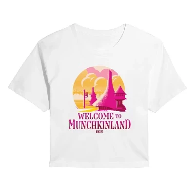 Женская укороченная футболка с рисунком Munchkinland, белая