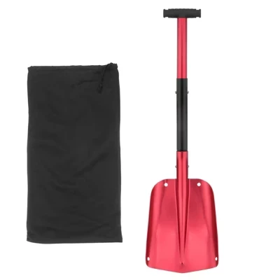 Snow Shovel Plastic Shrink Camping Shovels with Carrying Bag red