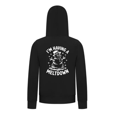 Рождественская коллекция I'm Having a Meltdown Толстовка с капюшоном на молнии – Праздничная толстовка с забавным снеговиком - Черный черный
