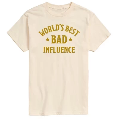 Мужская футболка с коротким рукавом Funny Worlds Best Bad Influence с графическим рисунком кремового цвета