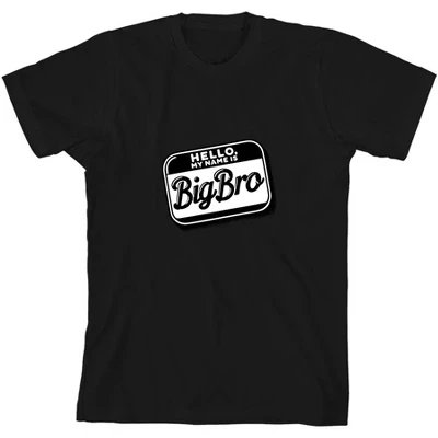 Футболка с круглым вырезом и коротким рукавом для мальчика с именной биркой Big Bro, черная