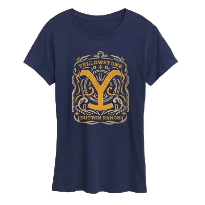 Женская футболка Yellowstone Flourish Design, синяя