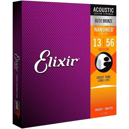 Струны Elixir 80/20 NANOWEB, средние, .013–.056