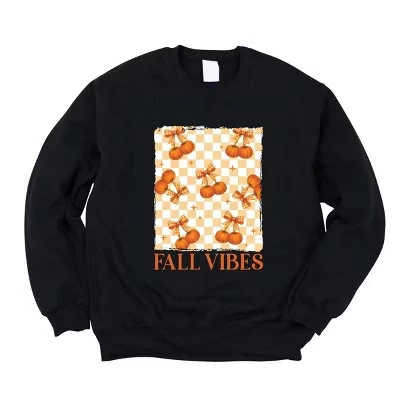 Свитшот с тыквами в клетку Fall Vibes midnight