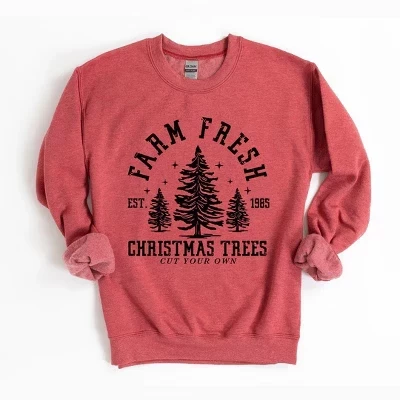 Женская толстовка с рисунком Farm Fresh Christmas Trees Stars