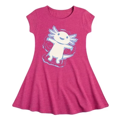 Графичное платье цвета вереска и фуксии с коротким рукавом Axolotl Snow Angel Fit & Flair