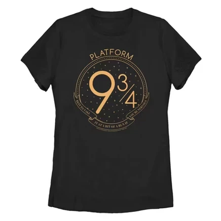 Women's  Platform 9 3/4 Line Art T-Shirt black