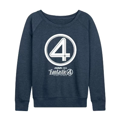 Женская футболка с логотипом Fantastic Four Circle, легкая французская махровая рубашка с широким вырезом и длинным рукавом, цвет Хизер индиго
