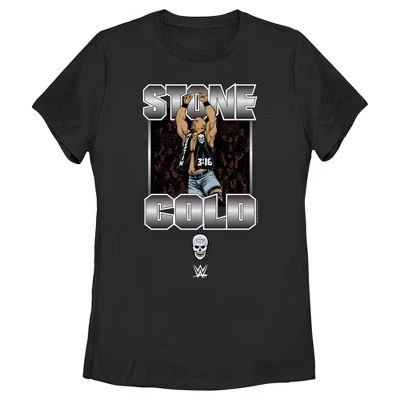 Женская футболка с серебристым логотипом Stone Cold Steve Austin, черная