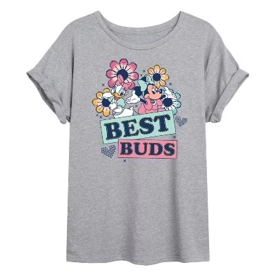 Женская футболка Best Buds Minnie Daisy с объемным рисунком, серая