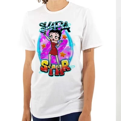 Женские футболки с воздушным принтом Supastar Womens Graphic T Shirt Tees Brisco Brands белого цвета