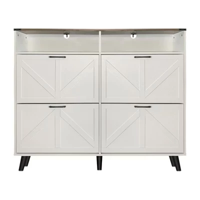 Обувной шкаф SunnyFurn с банкеткой, цвет дерева