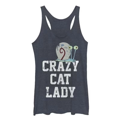 Женская майка SpongeBob Gary Crazy Cat Lady, синяя