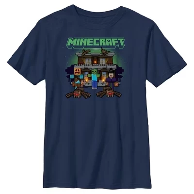 Футболка для мальчиков Minecraft Хэллоуин, синяя