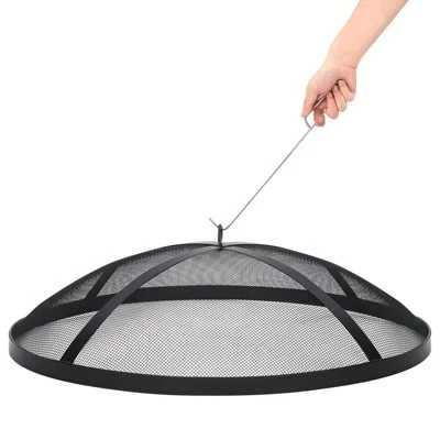 Stainless Steel Fire Pit Spark Screen Cover, Heavy-Duty Mesh Protector w/ Guide Rod 36*36*7inch