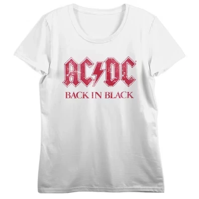 ACDC, Австралийская рок-группа, Рок-н-ролл, Музыка, Песня на черной футболке для взрослых с коротким рукавом белого цвета