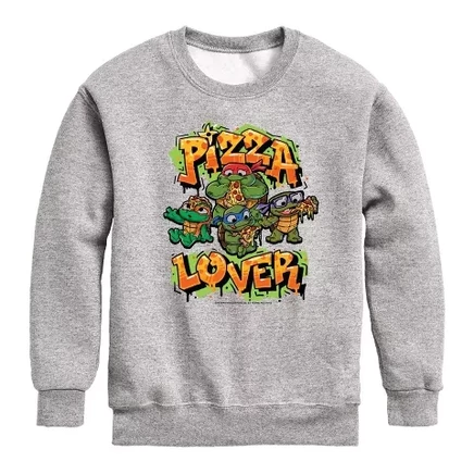 Boys' -  Mutant Mayhem - Pizza Lover Graphic Long Sleeve Fleece Sweatshirt athletic heather