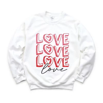 Женская толстовка с рисунком Love Stacked Sketched - белая