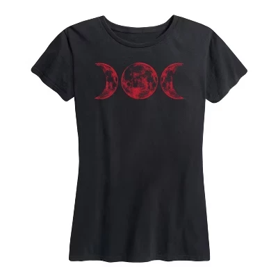 Женская футболка с коротким рукавом и рисунком Scarlet Red Moon, черная