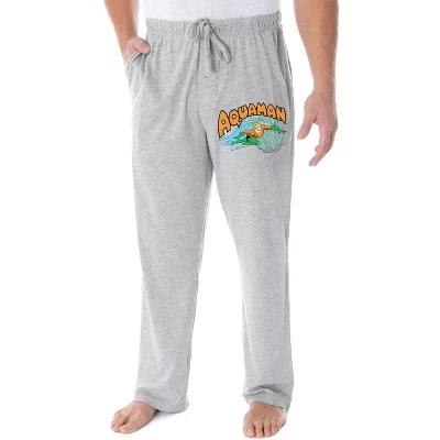 DC Comics Men's Vintage  Character And Logo Classic Superhero Loungewear Pajama Pants Heather Grey