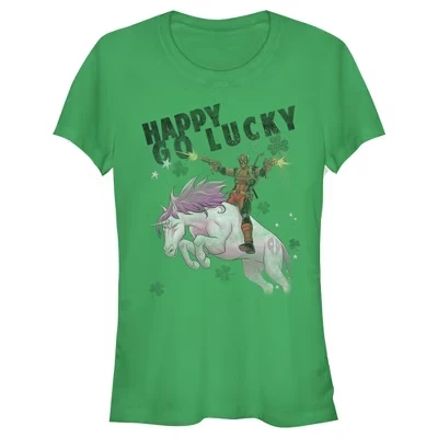 Женская футболка Deadpool Lucky Unicorn St. Patrick's для юниорок зеленого цвета