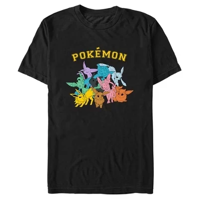 Мужская футболка Pokemon Иви и эволюции, черная