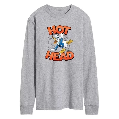 Мужская футболка с графическим рисунком Hot Head Donald Duck с длинным рукавом athletic heather