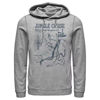 Мужское худи Jungle Cruise «Карта джунглей», серое