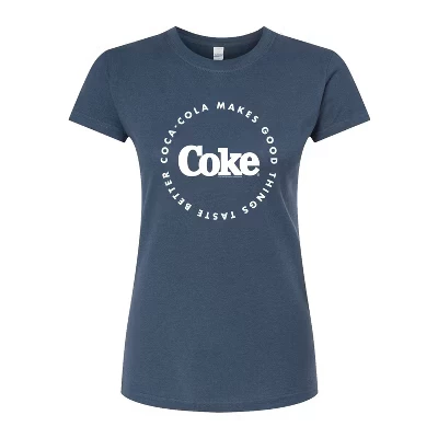 Женская футболка Coca-Cola делает вещи вкуснее Приталенная футболка с рисунком цвета индиго