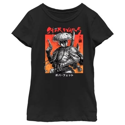 Футболка для девочек STAR WARS Visions Boba Fett, черная