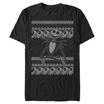 Мужская футболка Jack Skellington Distressed Christmas Sweater черного цвета